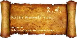 Kulin Annamária névjegykártya